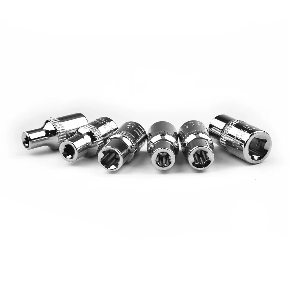 Premium Torx Star Female Bit E Socket Set E4 E5 E6 E7 E8 E10 Hand Tools, Heat Treated and Chrome Treated for Durability