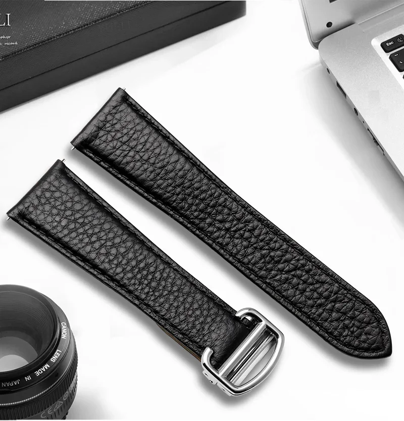 Für Cartier Tank London Solo Series WSTA0029 WSTA0030, Lederarmband, 23 mm, für Damen und Herren, Litchi-Lederarmband, 20, 22, 23, 25 mm. – Detail 2