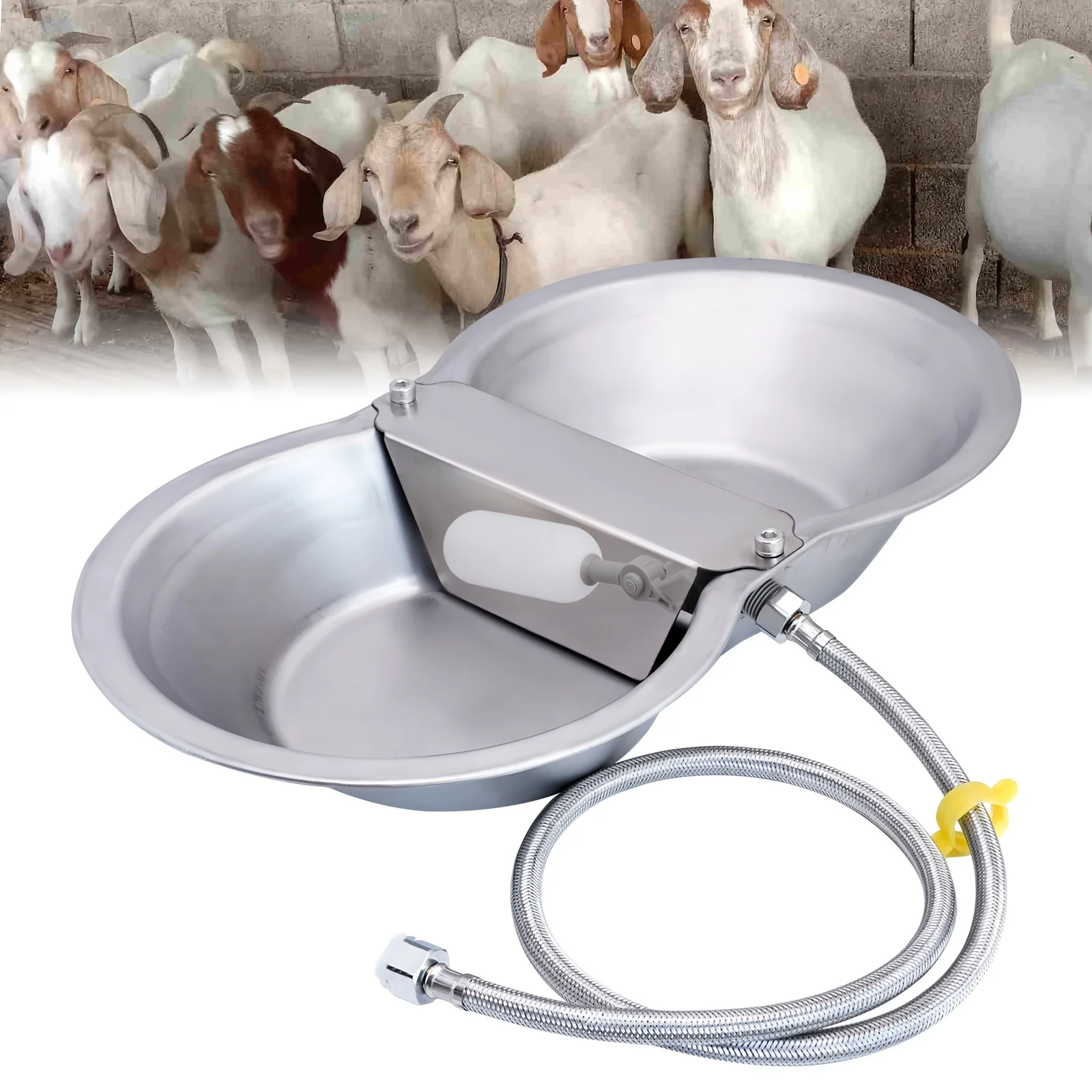 Double Bowl Drinking Trough With 100cm Water Pipe, Feeding Bowl For Poultry And Animal Husbandry, Feeding Bowl For Pet Dogs