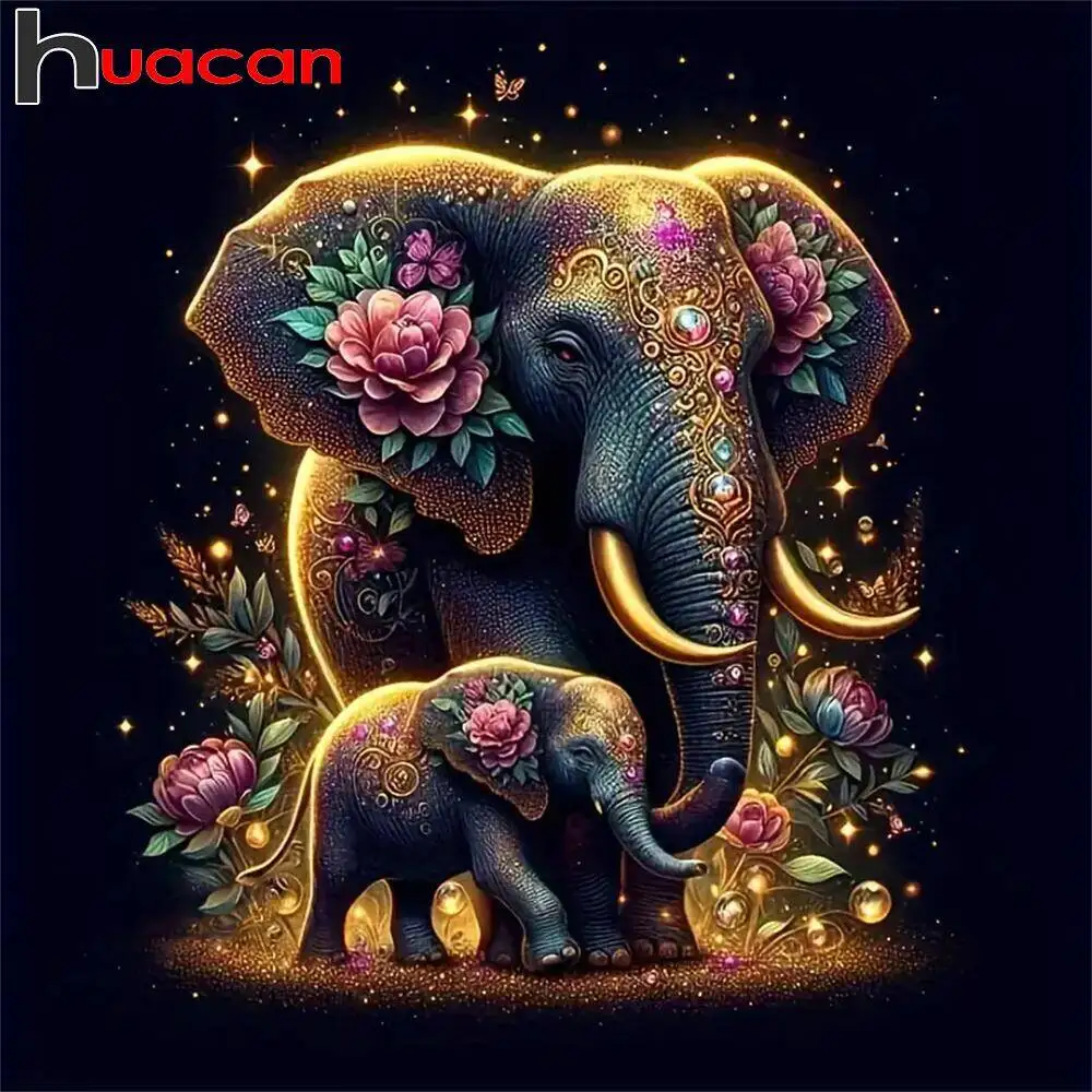 

Huacan полный алмазный живопись художественный комплект слон животное пион цветок полный круглый квадратный алмаз мозаика домашний декор подарок