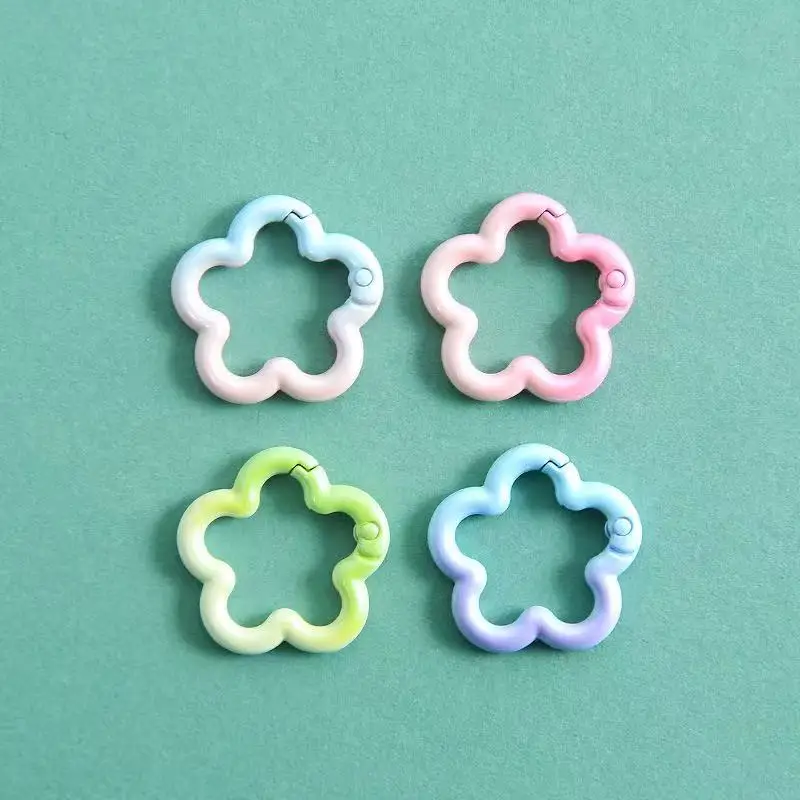 5-10pcs Gradient Flowers Shape Spring Ring Clasps for DIY Jewelry