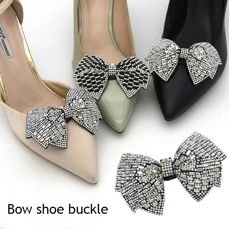 1PC błyszczące kokardki klipsy do dekoracji butów buty ślubne szpilki Rhinestone Charm klipsy klamrowe odpinane akcesoria do butów panny młodej