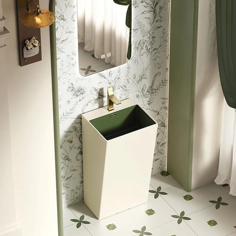 Bathroom retro wind floor washbasin integrated column basin household
