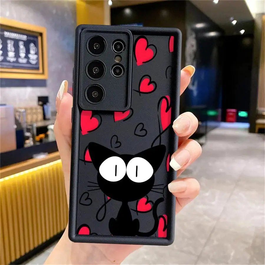 Cartoon Romantic Cat Case for Samsung Galaxy S26 Ultra S24Ultra S25 Edge S23 FE S25 S20FE S21 S24 Plus S22 Phone Cover