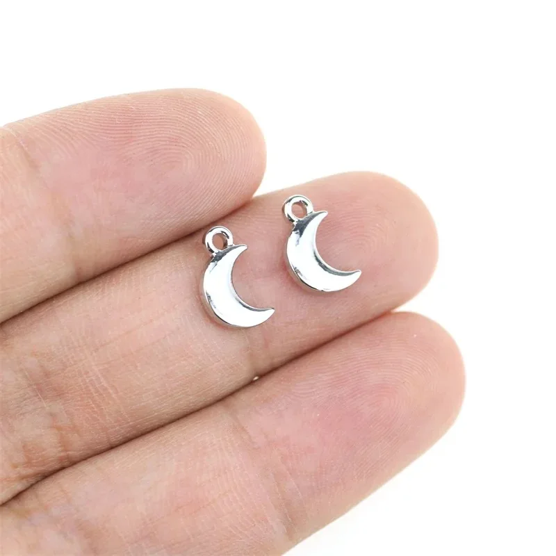 30 Pcs 11*7mm Antique Silver Color Tiny Crescent Moon Charms Earring Necklace Pendant Accessory Charms For DIY Jewelry Making