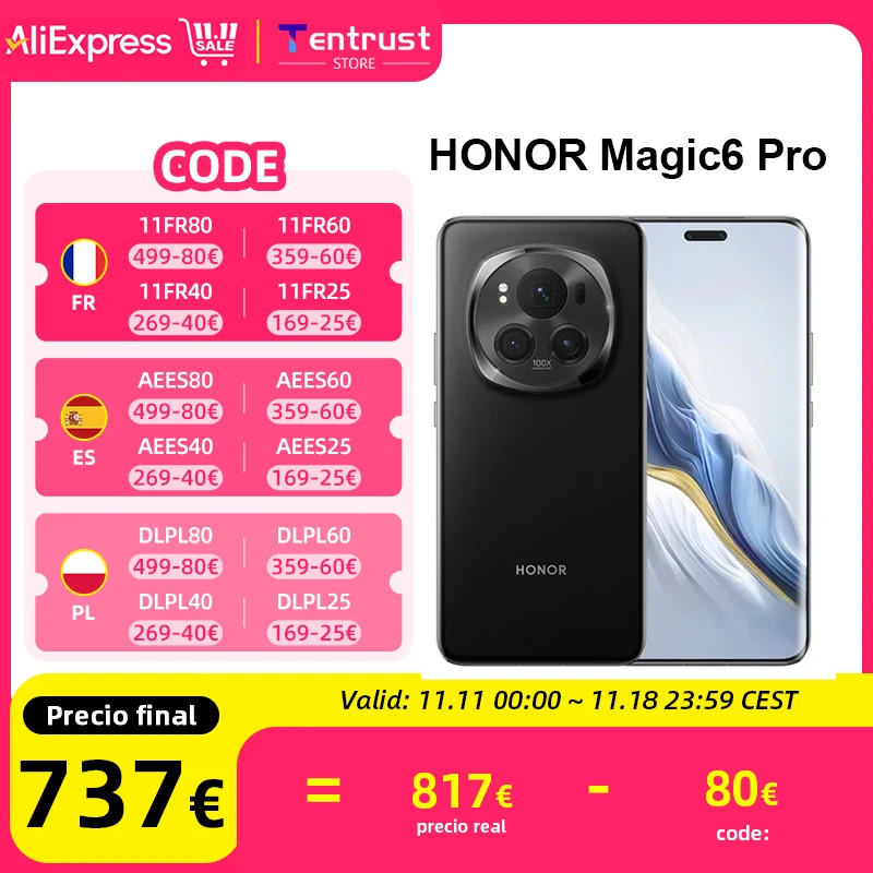 Global Version HONOR Magic6 Pro 5G Snapdragon 8 Gen 3 180MP Periscope Telephoto Camera 6.8