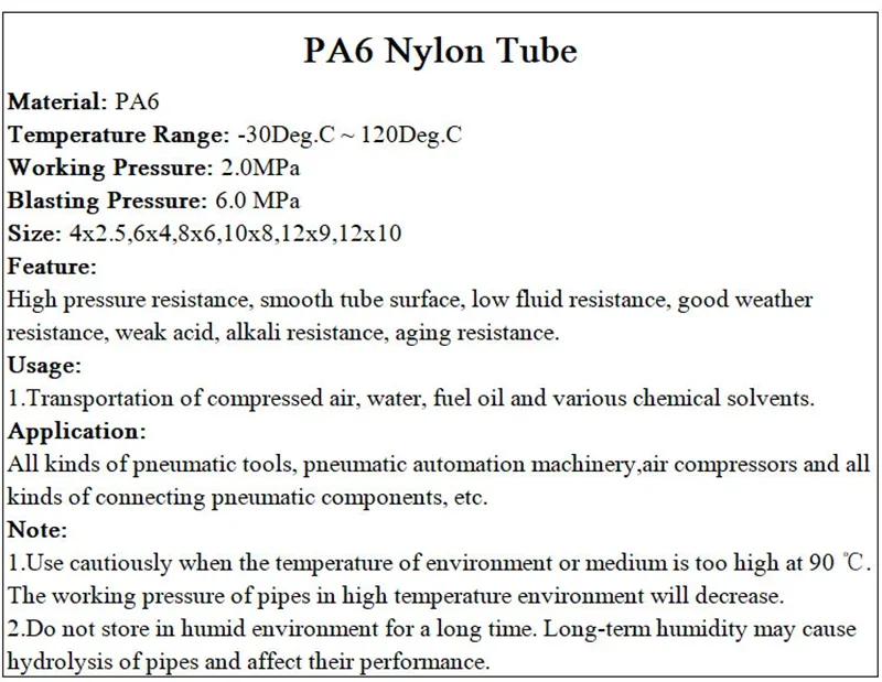 2/5/10M Hoge Druk Pa6 Nylon Buisdiameter 2.5 4 6 8 9 10 12 Mm Pneumatische Luchtcompressor Gladde Stijve Polyamide Oliepijp