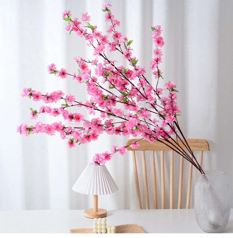 1/3/5 stücke Künstliche Pfirsichblüte Zweig Frühling Pflaume Kirschblüte Seidenblume Baum Dekoration Hause Hochzeit DIY Dekoration – Detail 1