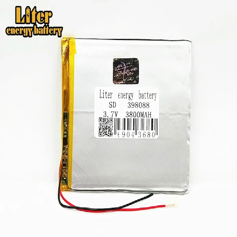 Baterias de lítio polímero 3.7v, 3.7v li-po, bateria recarregável 398088 3800mah para tablet pc dvd pda mid ipad