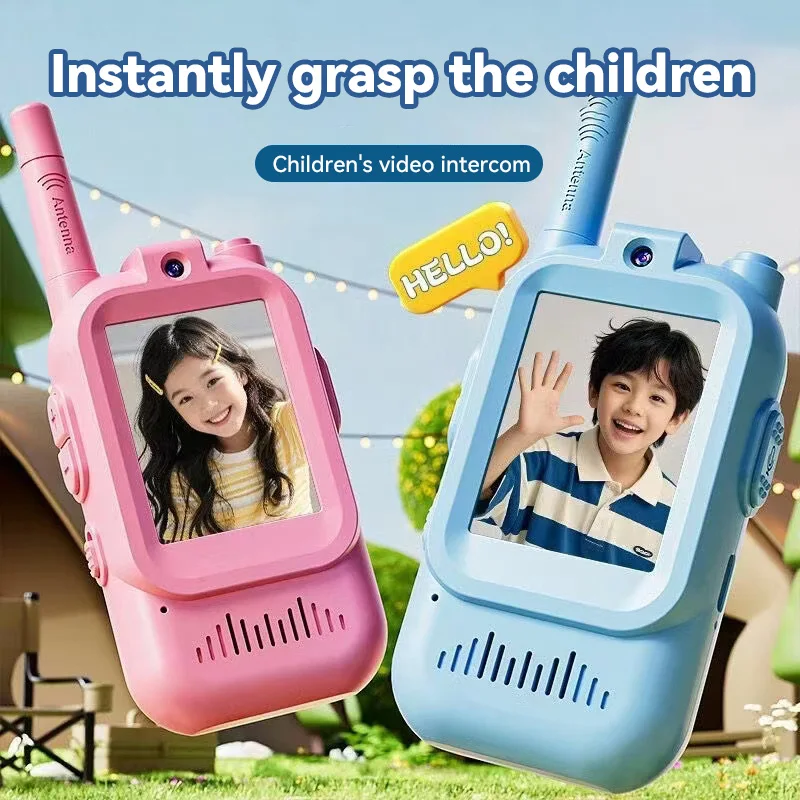Video Walkie Talkies for Kids 2 Pack Rechargeable Intercom Walkie-talkie Cute 2 Inch Screen One-Click Call Child Video Intercom
