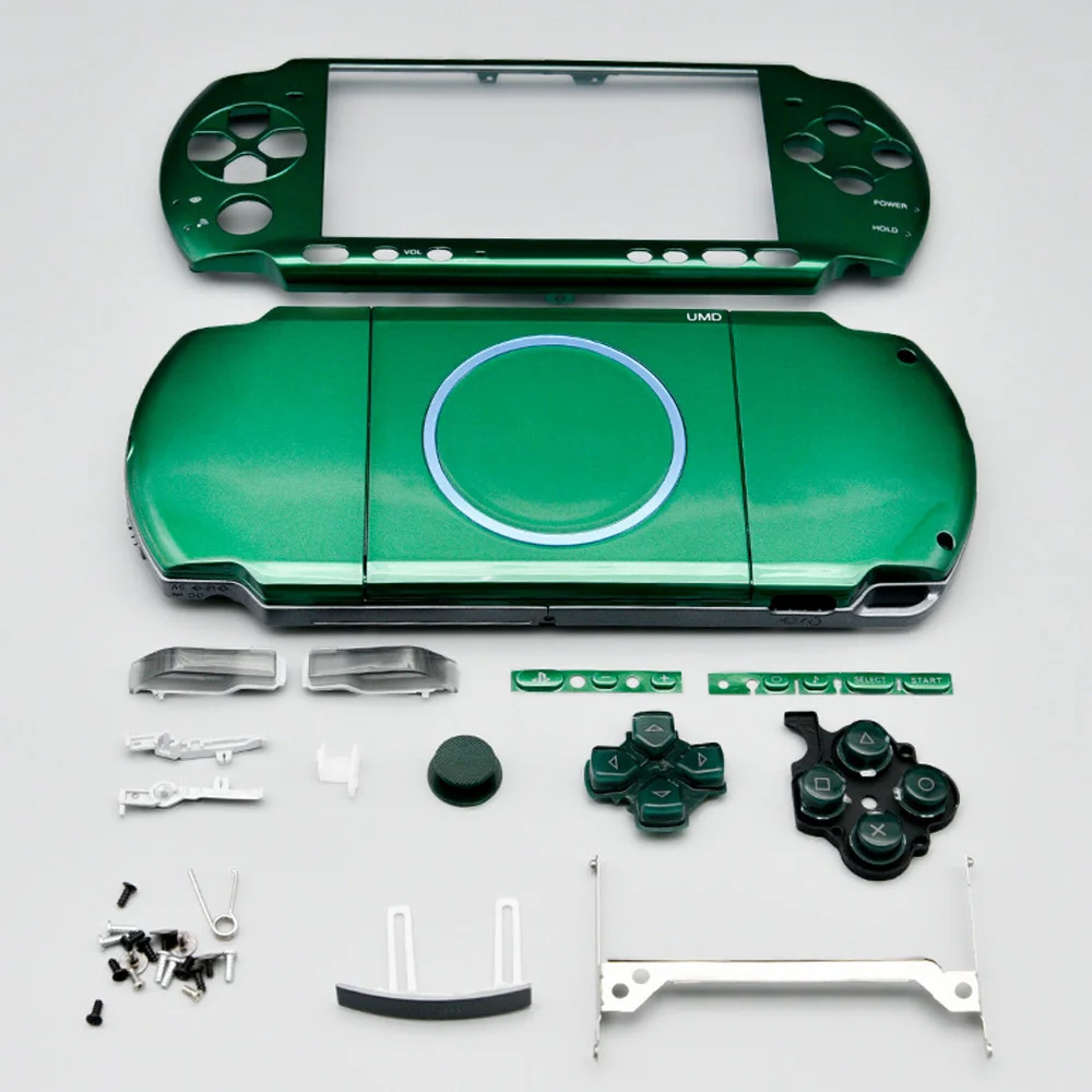 

Green For PSP 3000 Repair Parts Replacement Housing Shell Faceplate Front Bottom Cover Case with Full Buttons Kits Accessories