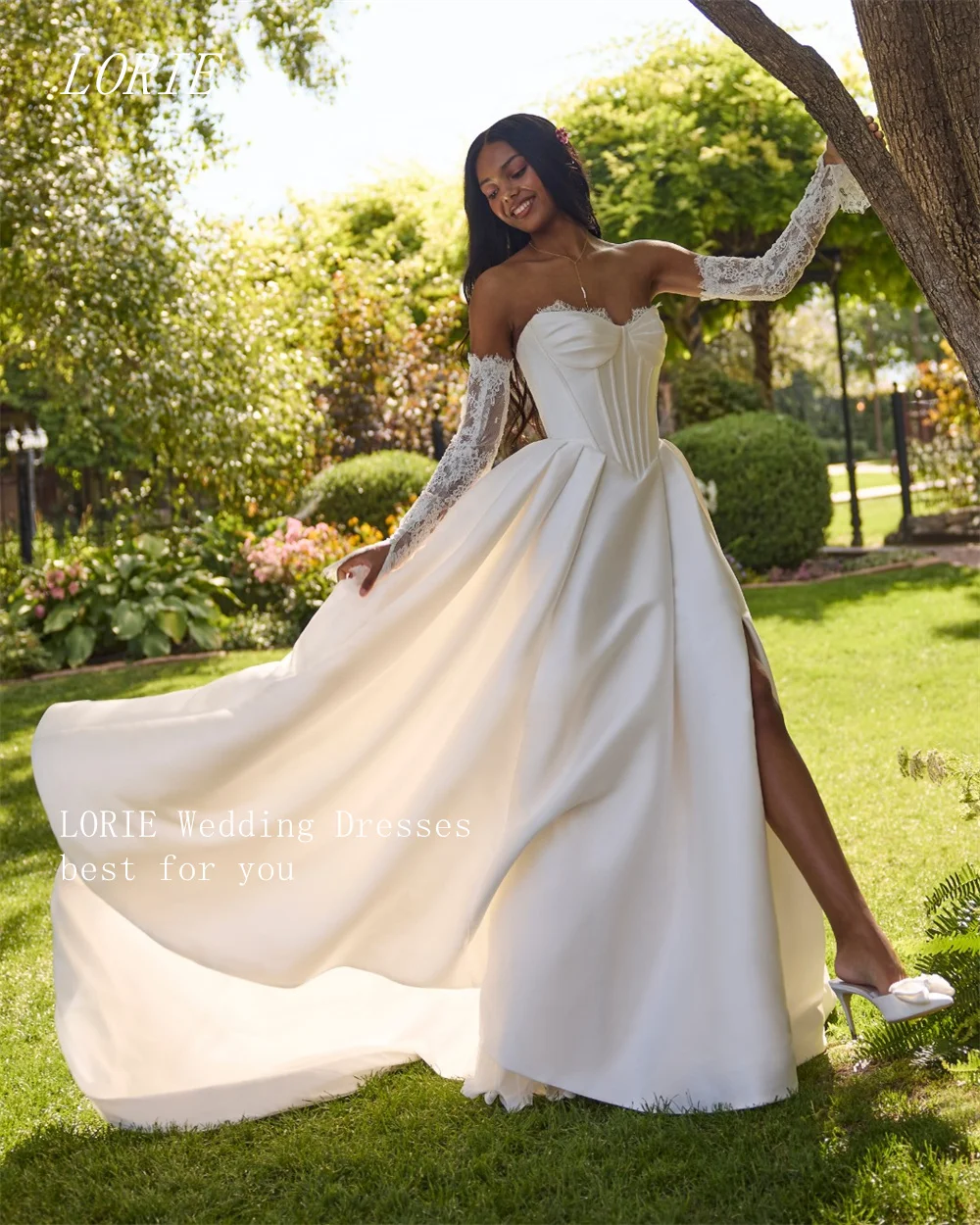LORIE Luxury A Line Wedding Dress Sweetheart Corset Bridal Dresses Appliques Spaghetti Strap Wedding Gown Customized 2026