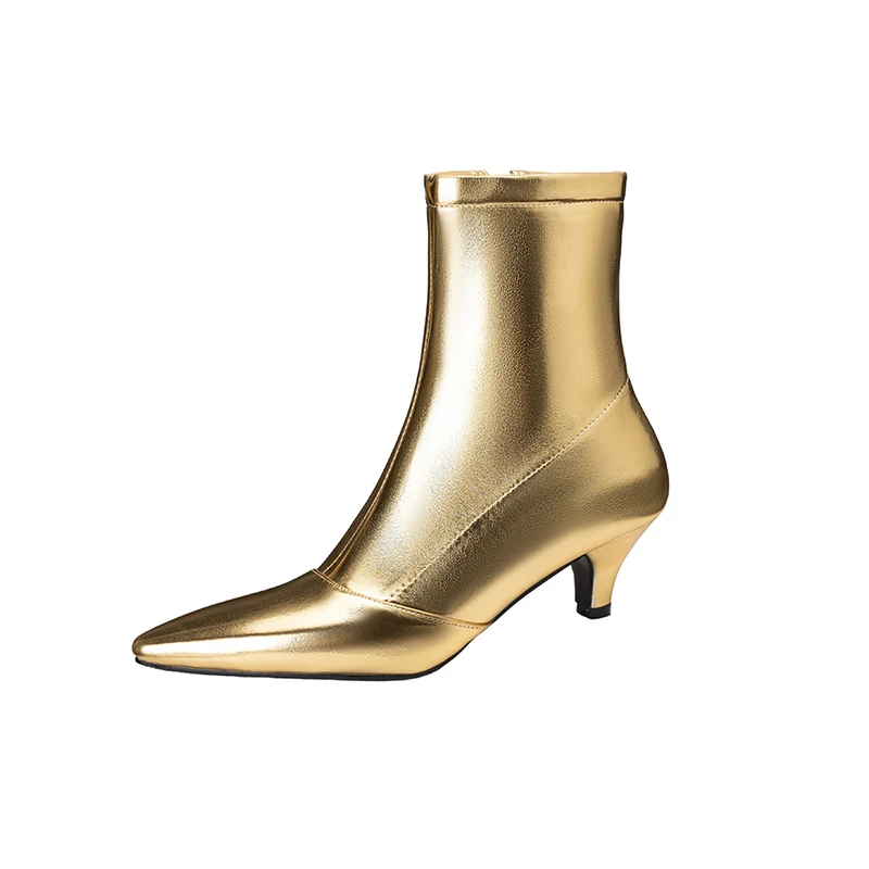 

Womens Kitten Heels Ankle Boots Sexy Pointy Toe Short Booties Mid Heels Zipper Work Party Dress Shoes