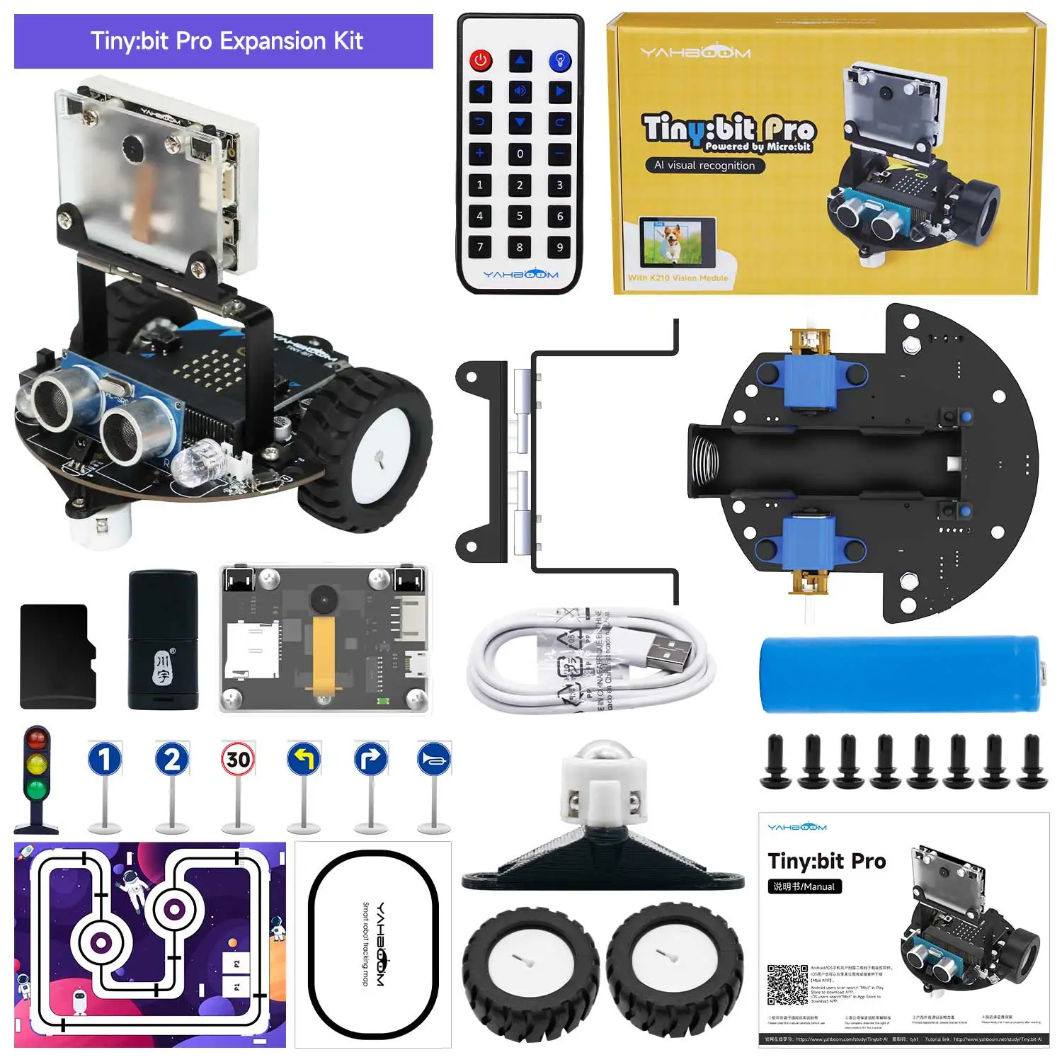 Robot inteligente Microbit superior, Robot Visual AI con módulo K210 para niños, juguete educativo de programación, proyectos electrónicos DIY