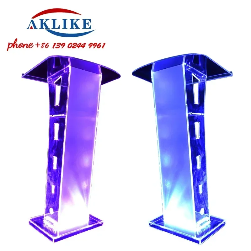 2024 AKLIKE Stand Acrylic Podium Glass Church Pulpit Designs Clear Rostrum Plastic Lectern With Lights Free Shipping Furniture image 2
