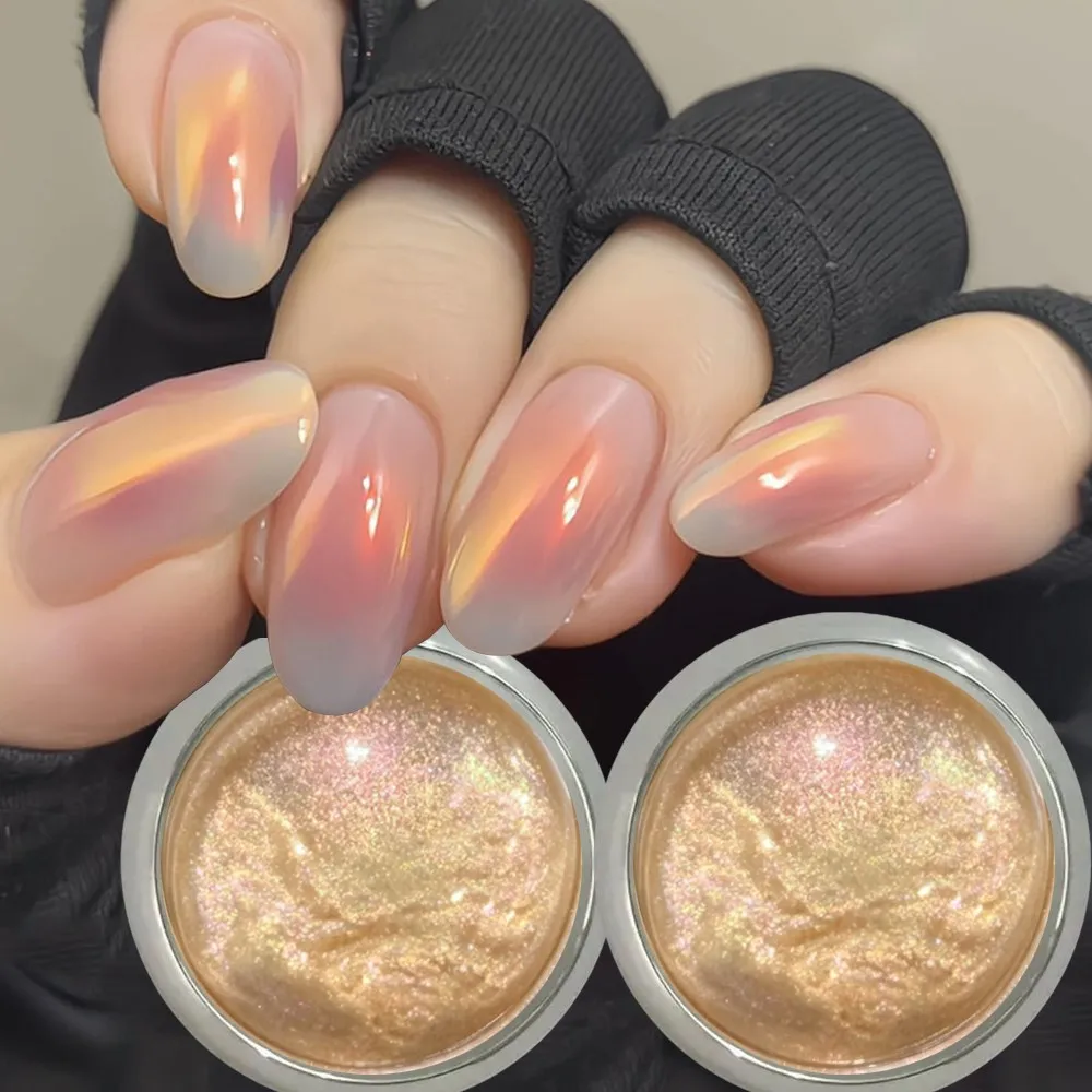 1/2 Stück Einhorn-Sonnenuntergang Chrom-Nagelpuder Aurora Gold Glanz Spiegeleffekt Nagelglitter Pigment 0,3-0,5 Gramm Maniküre-Reibepuder