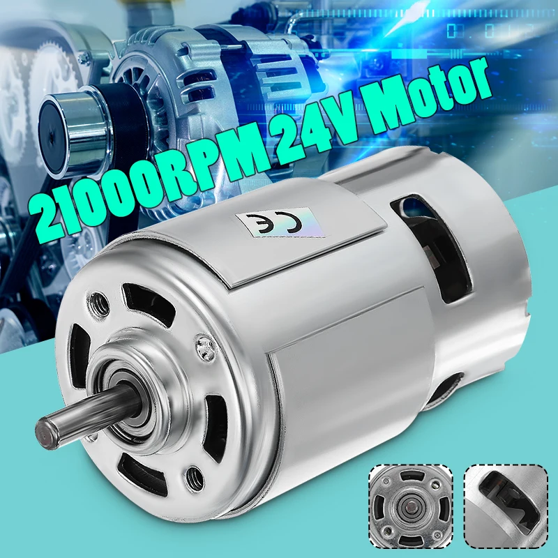 775 DC Motor Max 21000 RPM DC 12V-24V Ball Bearing Large Torque High Power Low Noise Gear Motor Electronic Component Motor