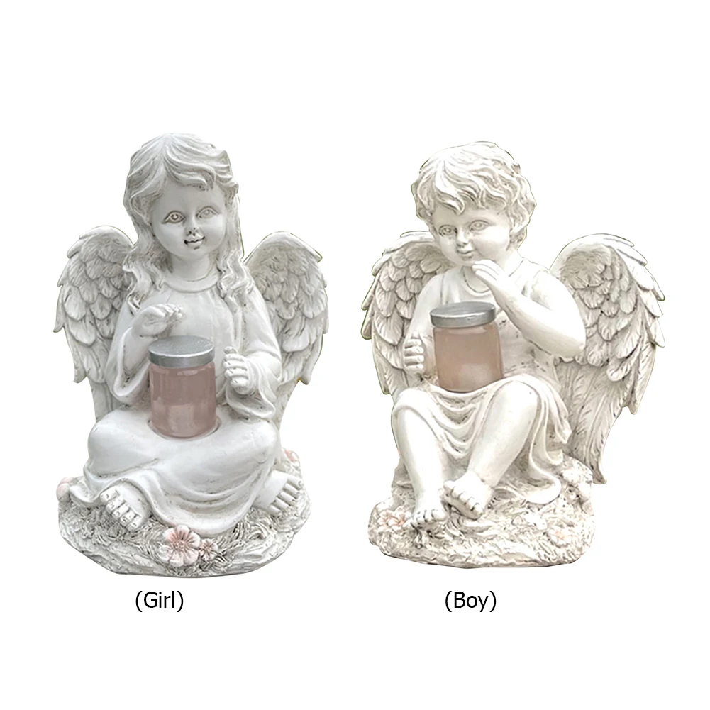 

Resin Winged Angel Craft Statue Garden Ornament Solar Lamp 3D Angel Statue Artwork Christmas Gifts Home Decor for Yard