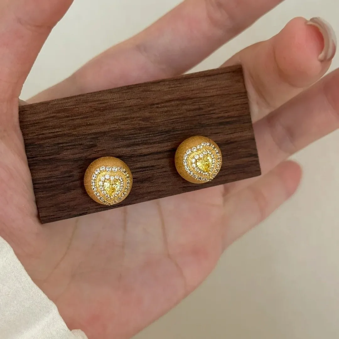 New Style Shiny Love Heart Crystal Pearl Ball 925 Silver Needle Lady Stud Earrings Jewelry Women Birthday Gifts Anti Allergy