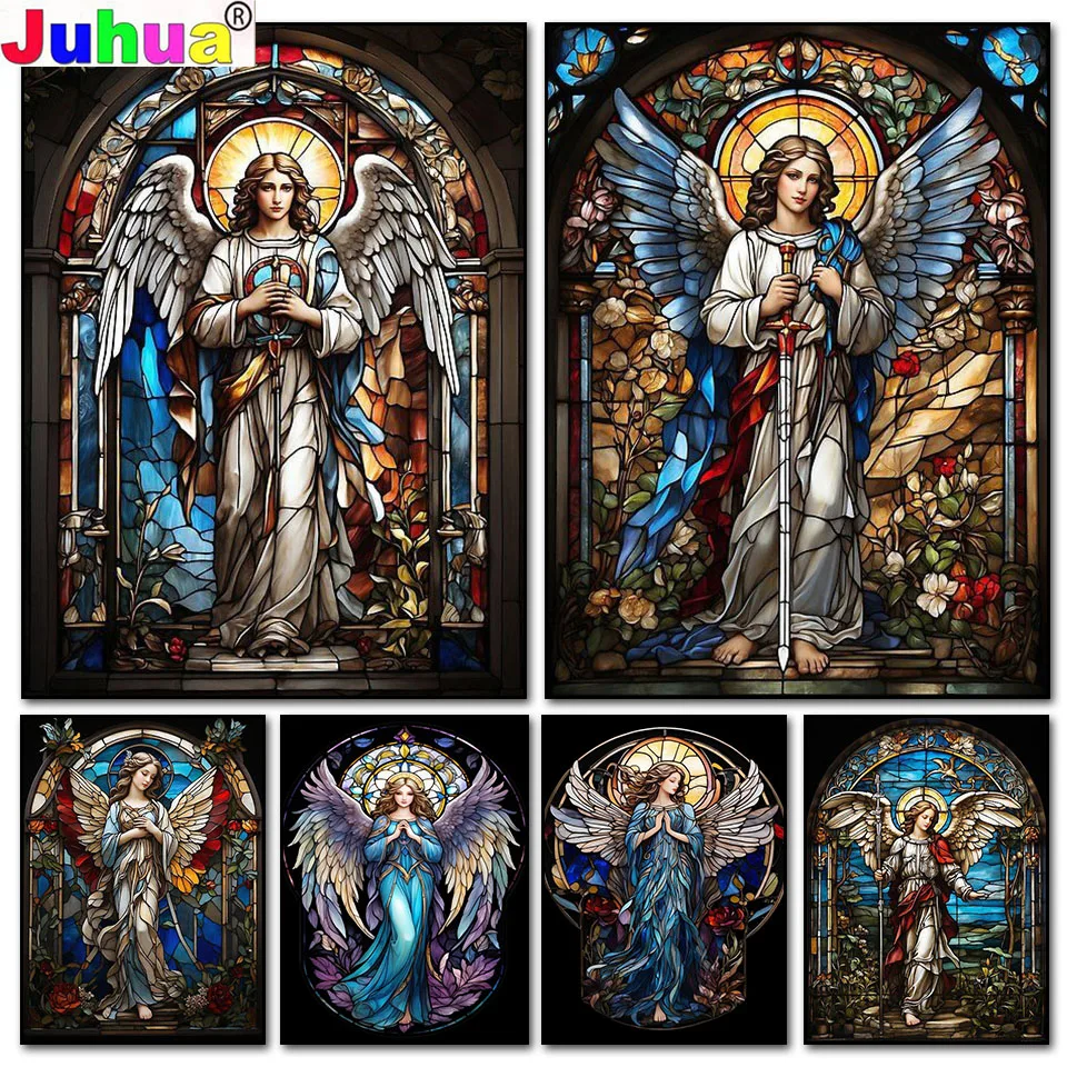 

Angel Diamond Painting New 2024 Christian Art on Stained Glass Diamon Mosaic Mexican Catholic Art for Sublimation & crafts Gift