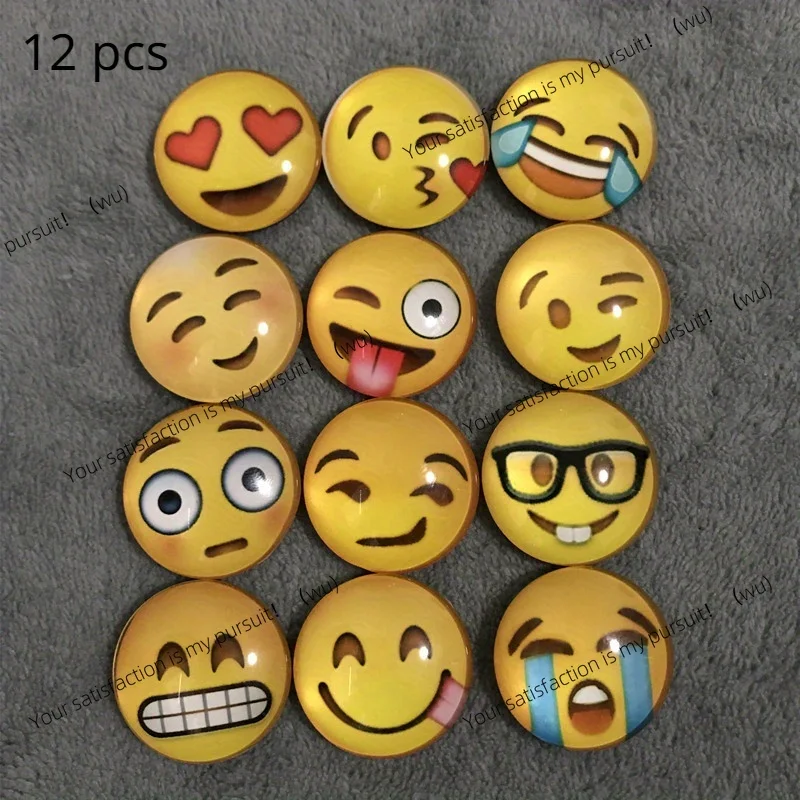 12pcs Round Polystyrene Smile Face Fridge Magnets - Adorable Decorative Magnets for Kitchen, Office, Whiteboard, Locker, Cabinet