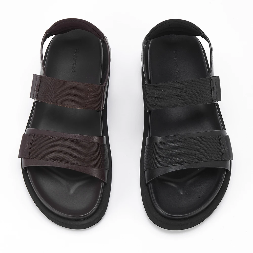 

Новые мужские летние сандалии с нескользящей подошвой, дышащие, для пляжа, в римском стиле, износостойкие, черные, на плоской подошве