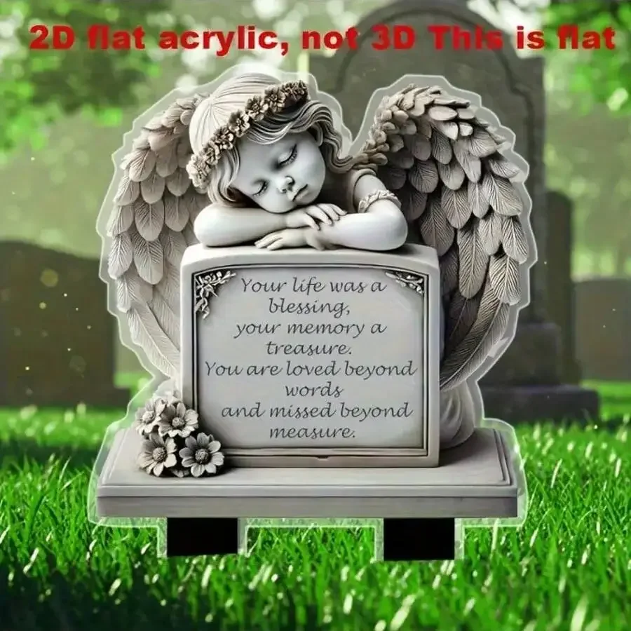 1 placa conmemorativa de ángel clásico, instalación en el suelo, decoración exterior resistente a la intemperie, comemoración de Pascua