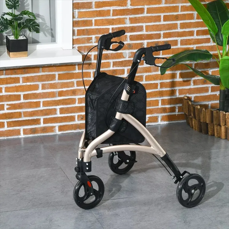 

【Best-selling】Folding senior aluminum walker with 3-wheel walker and walker-assisted walking rehabilitation