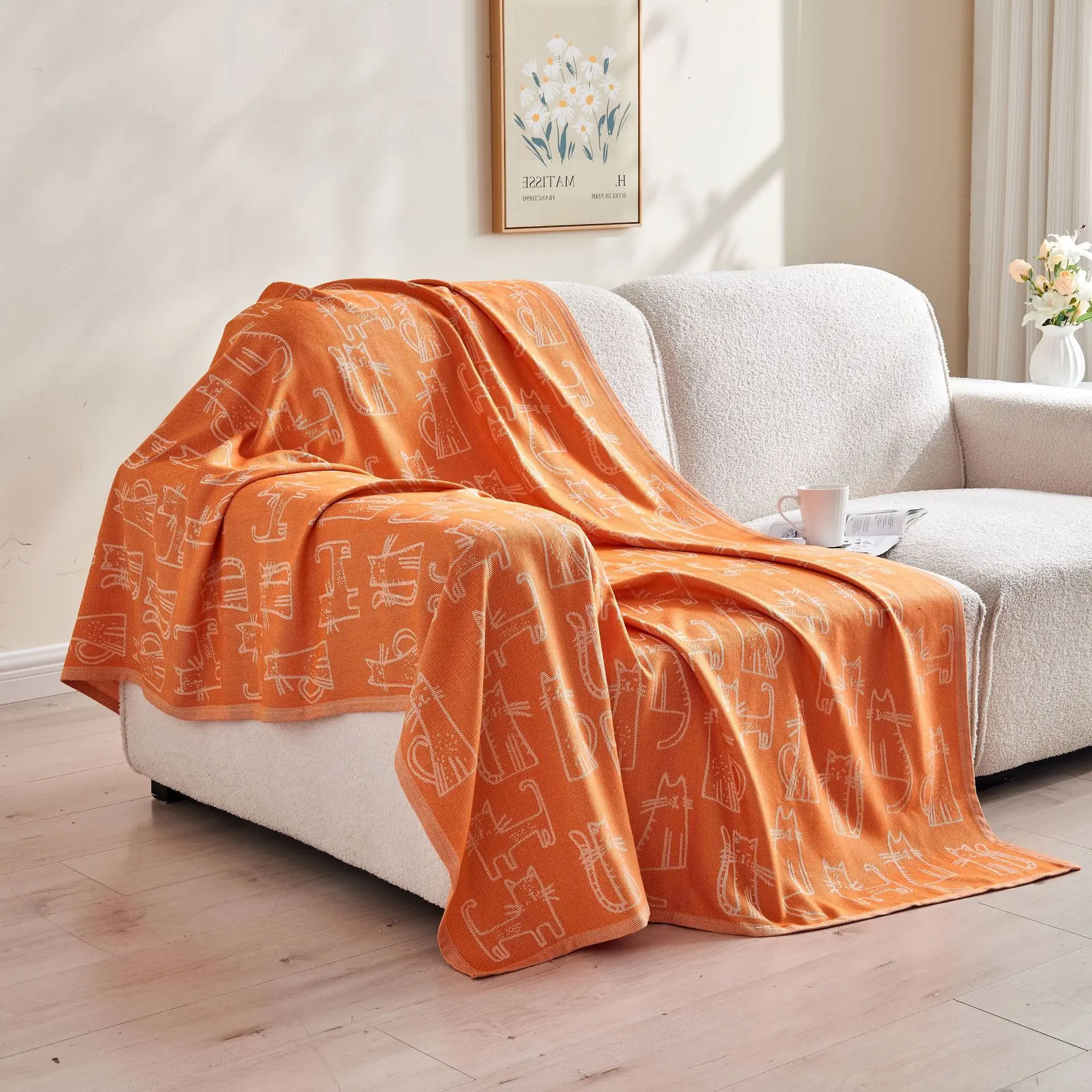 

Simple Women's Scarf Airline Shawl First-class Cabin Blanket Office Nap Blanket Air-conditioned Sofa Blankets Jacquard Blanket