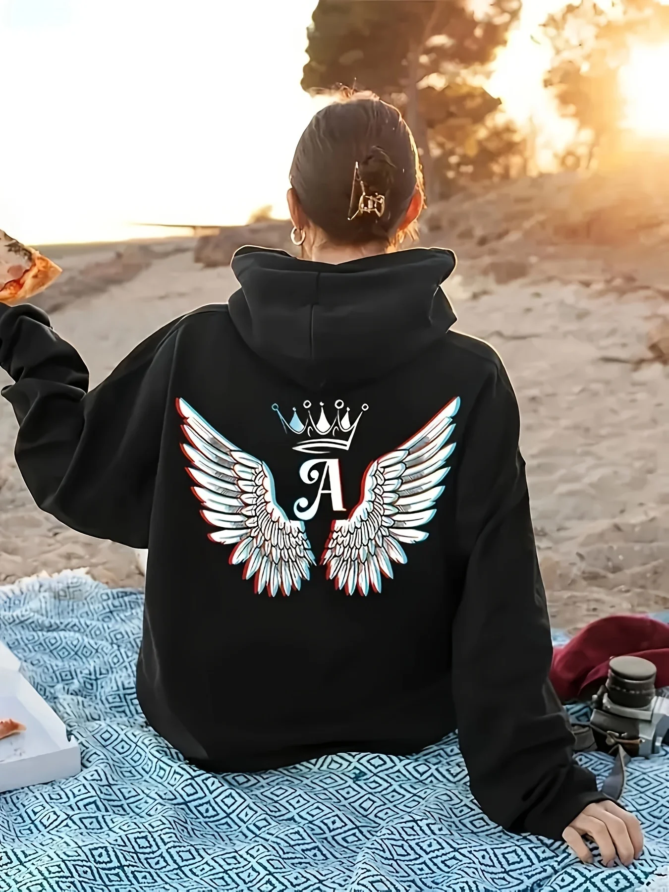 

Wings Graphic Printing Autumn and Winter Cotton Men's and Women's Hoodies Casual Outdoor Street Sports Loose Training Brand