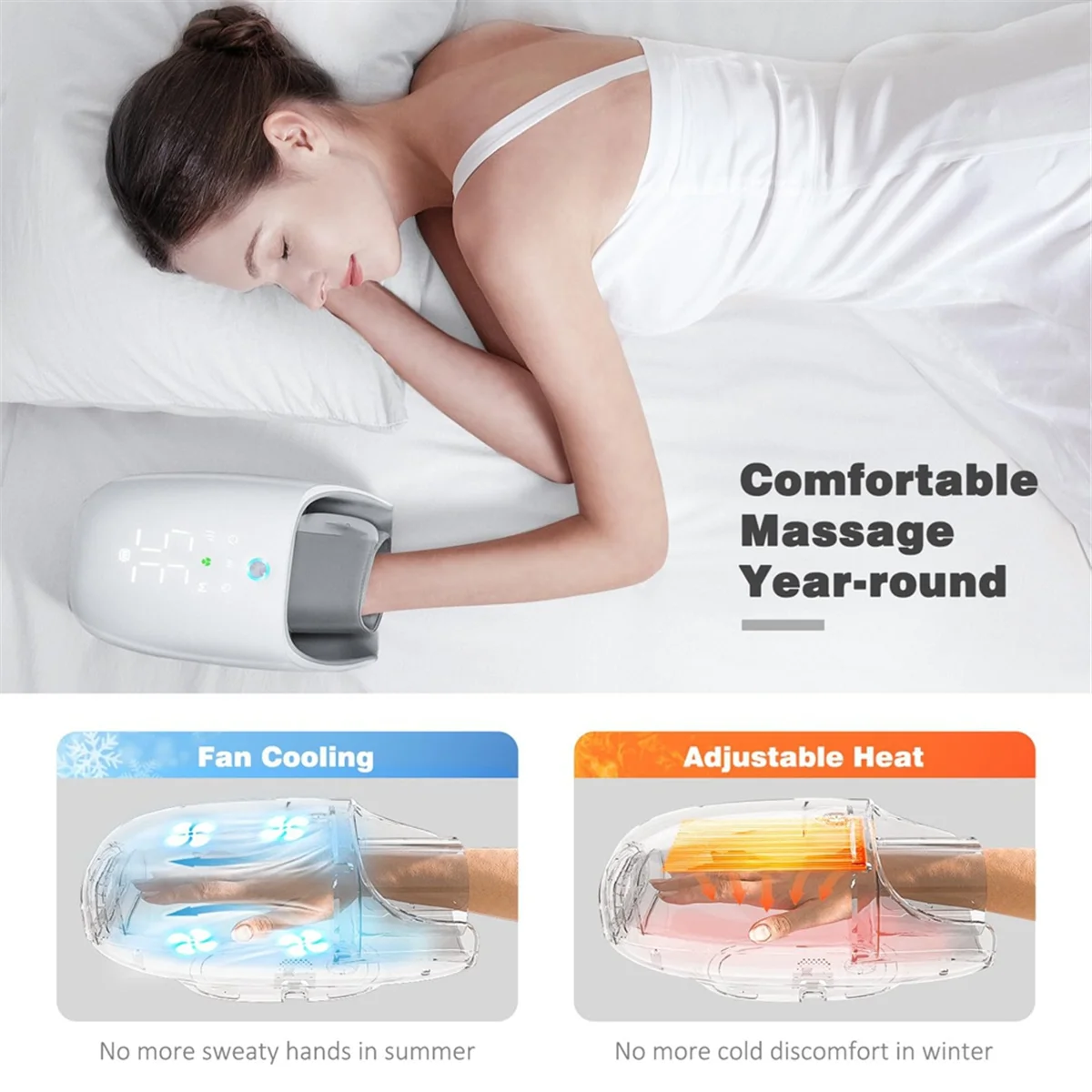 ABTX Hand Massager with Heat and Compression,Touchscreen Massager with Roller Kneading for Wrist and Finger Numbness Relief