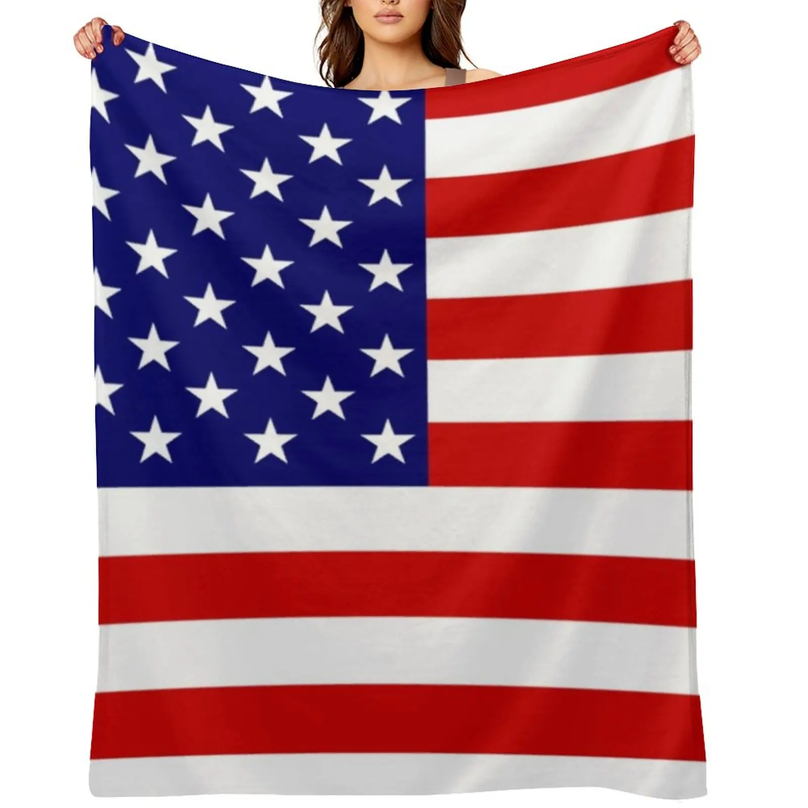 

USA Flag Throw Blanket Plush for sofa Travel Hairy Blankets