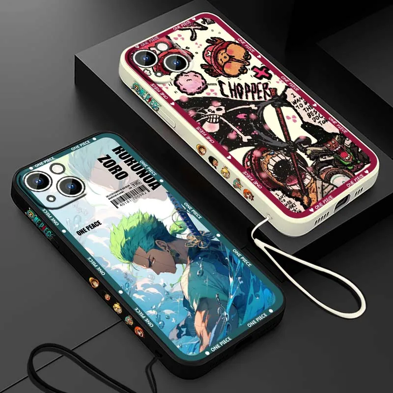Чехол O-One Piece Cartoon Zorro для Apple iPhone 16, 15, 14, 13, 12, 11, 8 XR X Mini Plus Pro Max, чехол для телефона с лидкой левой веревкой