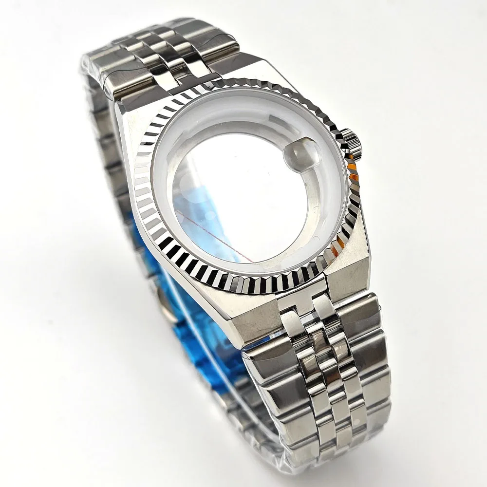 

High Quality Men's Watches 39.5mm Land-Dwellwe Case+Strap Sapphire Glass Green Luminou 33.8mm Dial Fit NH35 Movement Accessories