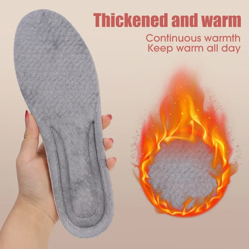 Winter Thickened Fleece Warm Breathable Cotton Shoe Insoles EVA Shoe Inserts Step Sensation Constant Temperature Foot Care