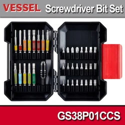 VESSEL 38 Pieces Screwdriver Bit Set with Tough Case Cordless Drill Driver Bits Sets NO.GS38P01CCS