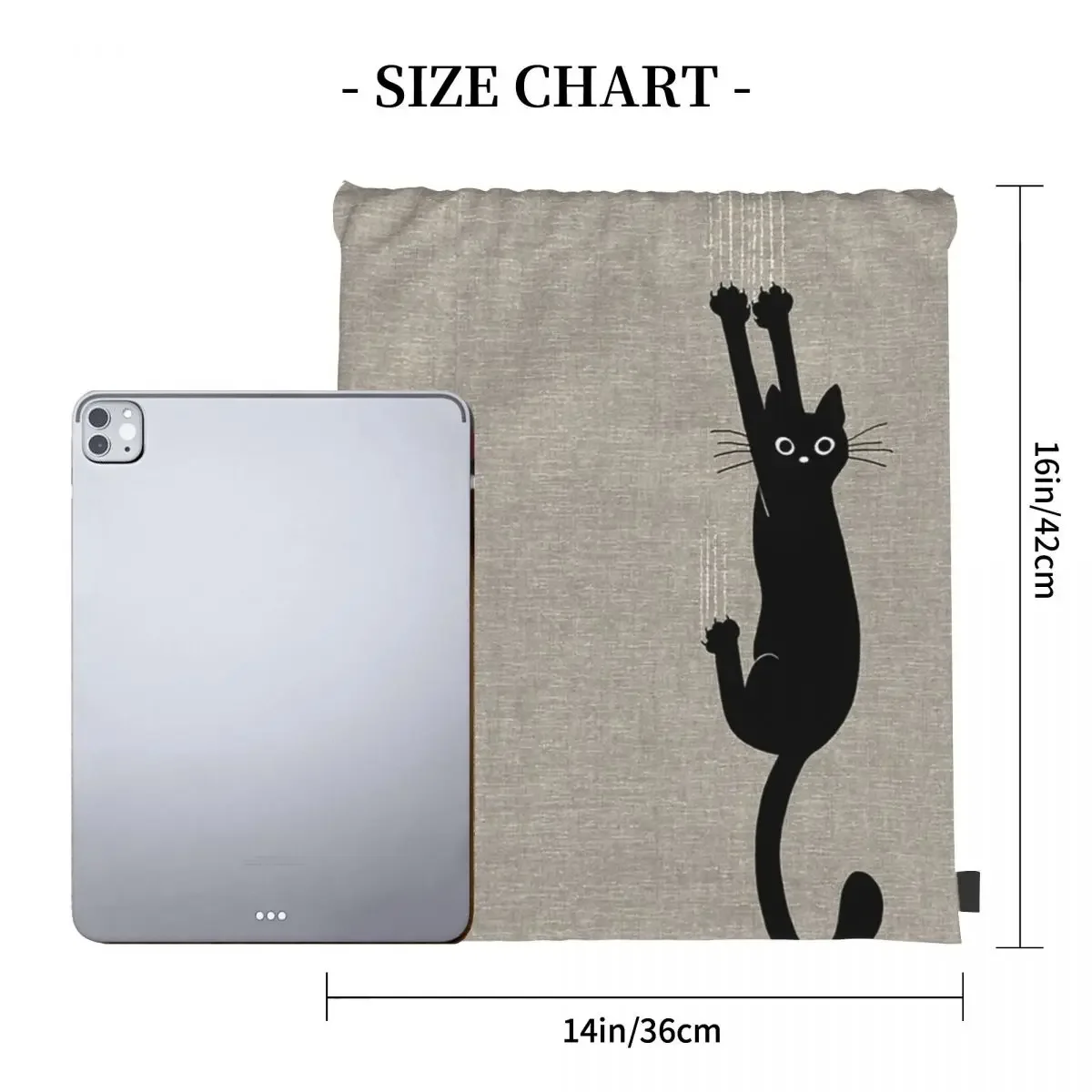 Black Cat Holding On Backpacks Fashion Portable Drawstring Bags Drawstring Bundle Pocket Sports Bag BookBag For Man Woman School