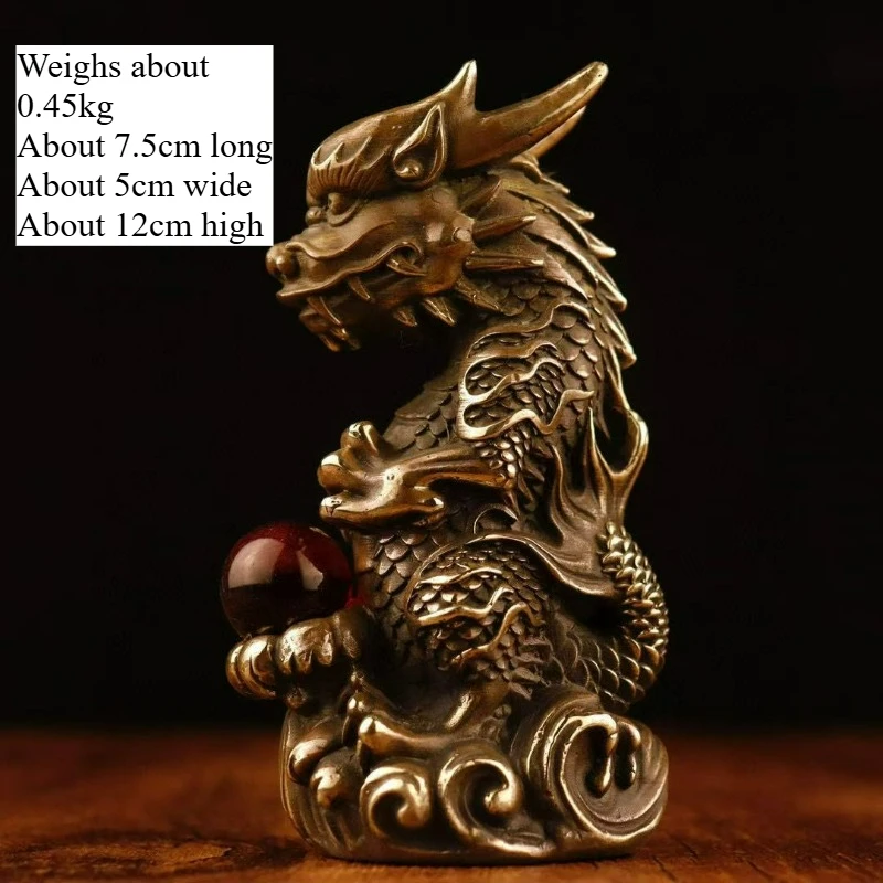 

Retro Copper Zodiac Dragon Desktop Ornaments Metal Animal Miniature Sculptures Living Room Desktop Home Decoration Crafts Gifts