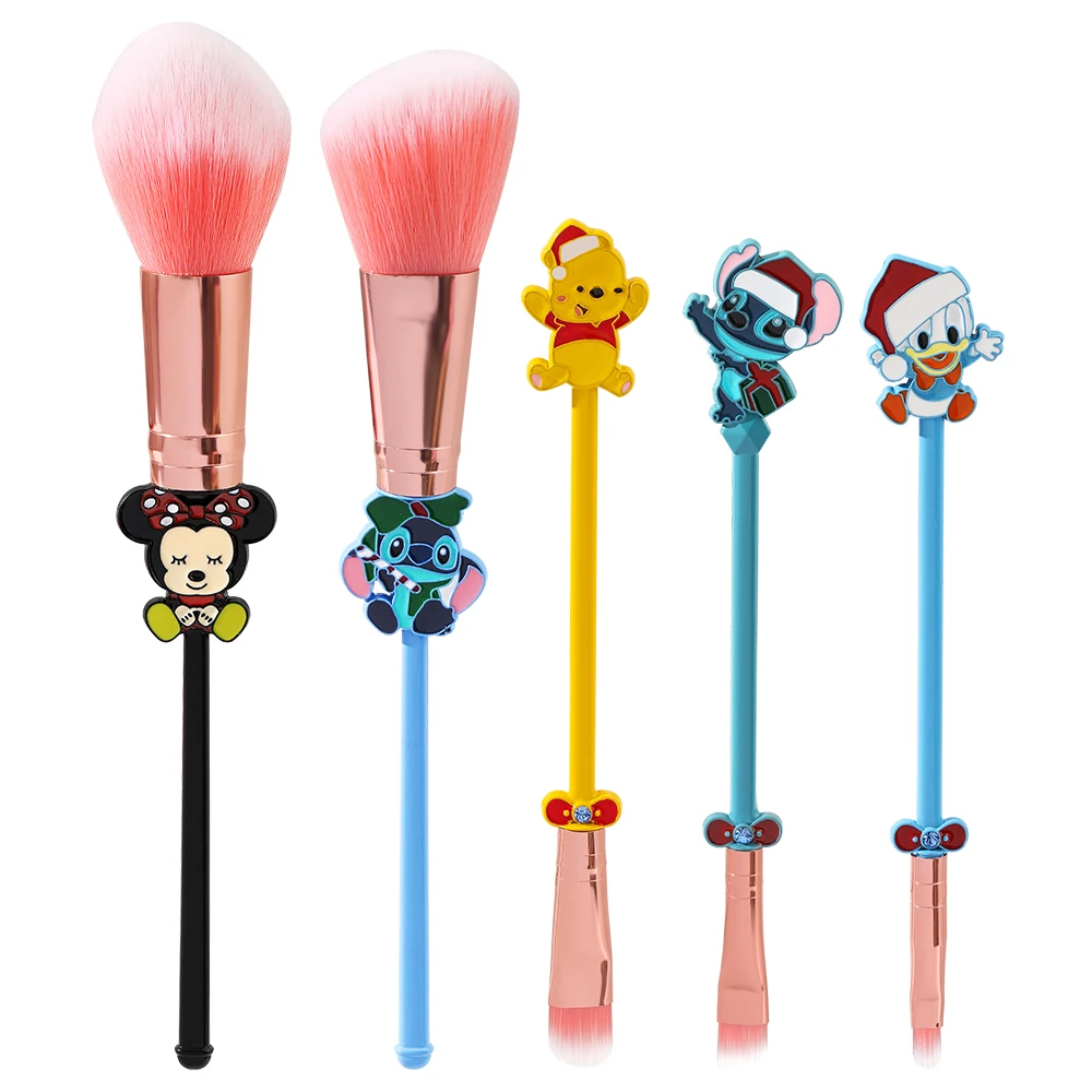 5pcs/set Anime Mickey Mouse Makeup Brush Cosplay Accessories Foundation Blending Brush Female Makeup Tool With Bag