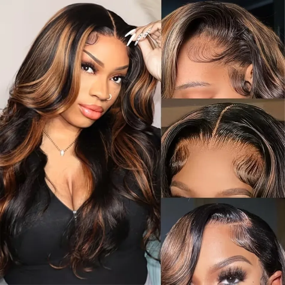 Body Wave Lace Front Wig Highlight Honey Blonde Wig Human Hair 260 Density 13X6 Hd Frontal Wig Pre Plucked P1B30 Ombre For Women - view 2