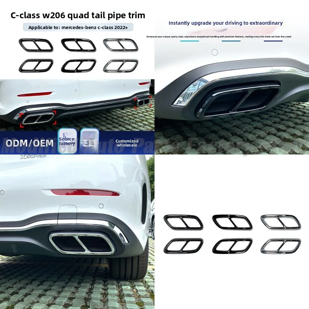 

Высокое качество, высококачественная накладка заднего диффузора из нержавеющей стали для Mercedes C Class W206 C200 C260 C300 2022 Plus AMG Quad Exhaust