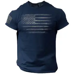 Gym Men's T-shirt for men 3d Print USA Flag T Shirt Oversized Casual Short-sleeved Summer Sportswear Men Clothing Tees Tops