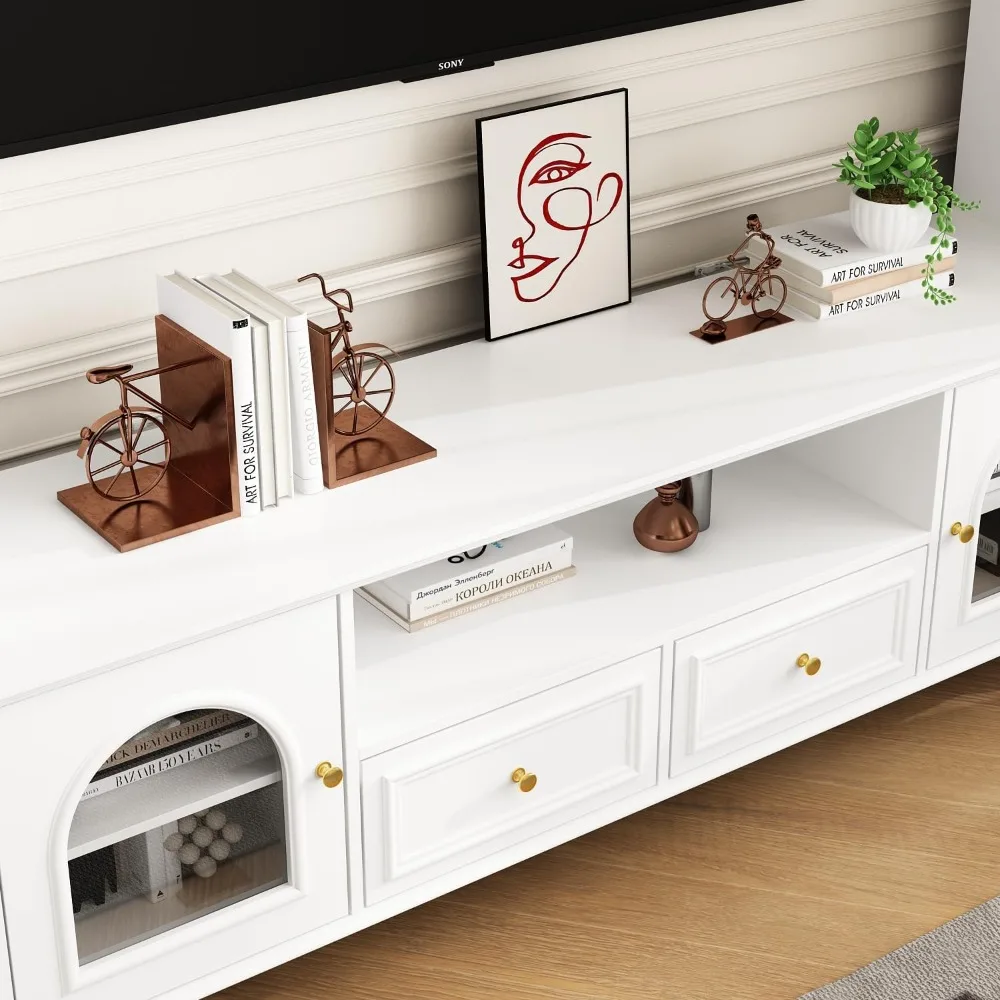 Entertainment Center Wall Unit with Bookshelves for TVs , Stable & Durable Multifunctional TV Stand Media Console Table