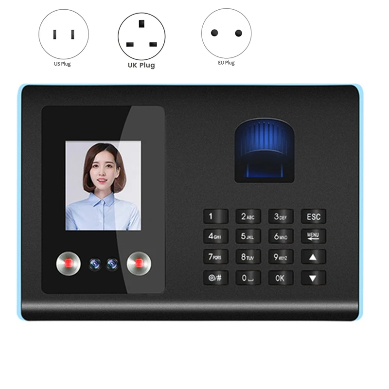 Smart Attendance Machine Face Fingerprint Password Checking-In Recorder For Employees Voice Prompt Easy To Use UK Plug