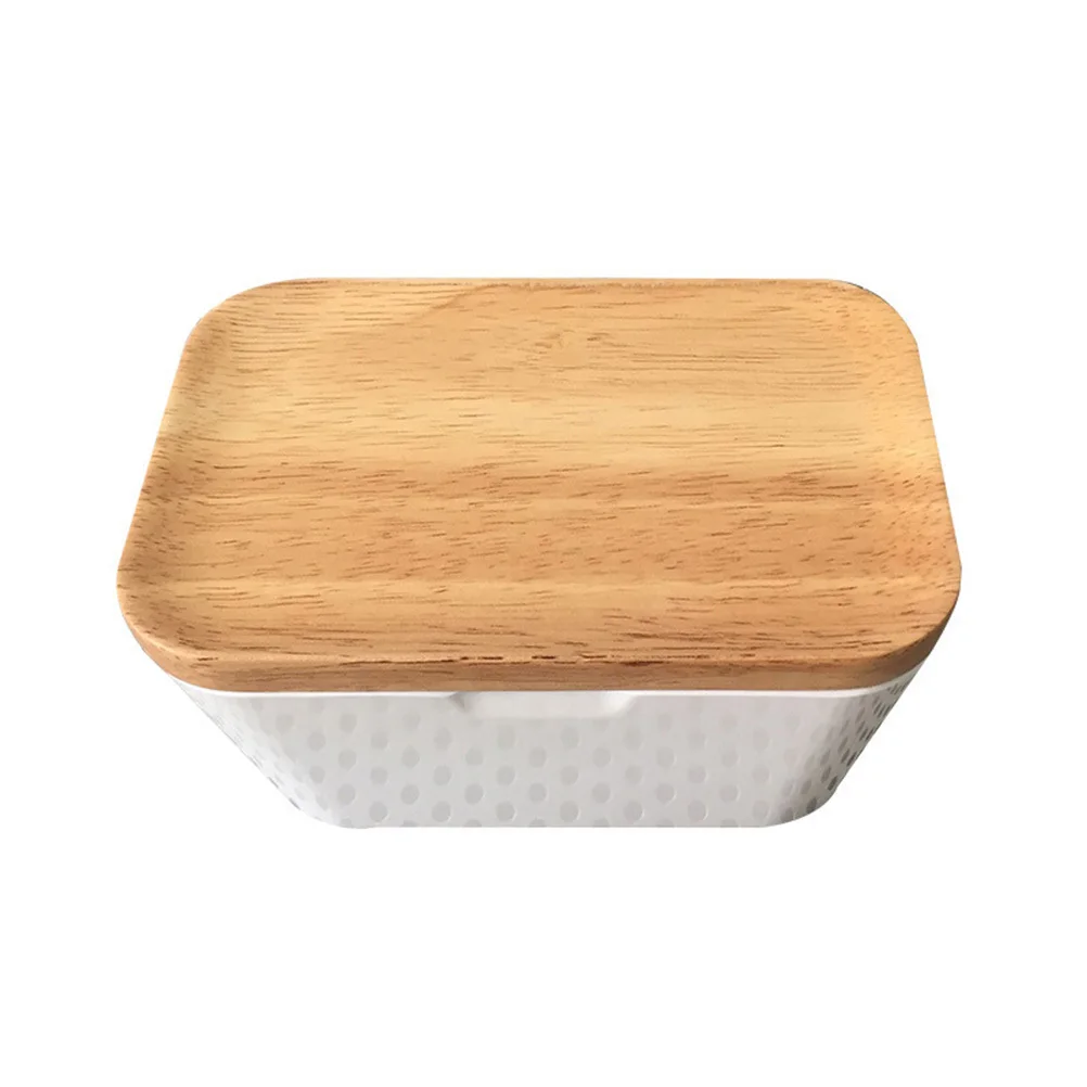 

Butter Container 13.8x10x6.8cm Wooden Lid French Butter Dish Sealed Box Kitchen Crisper Food Storage Kitchen Crisper