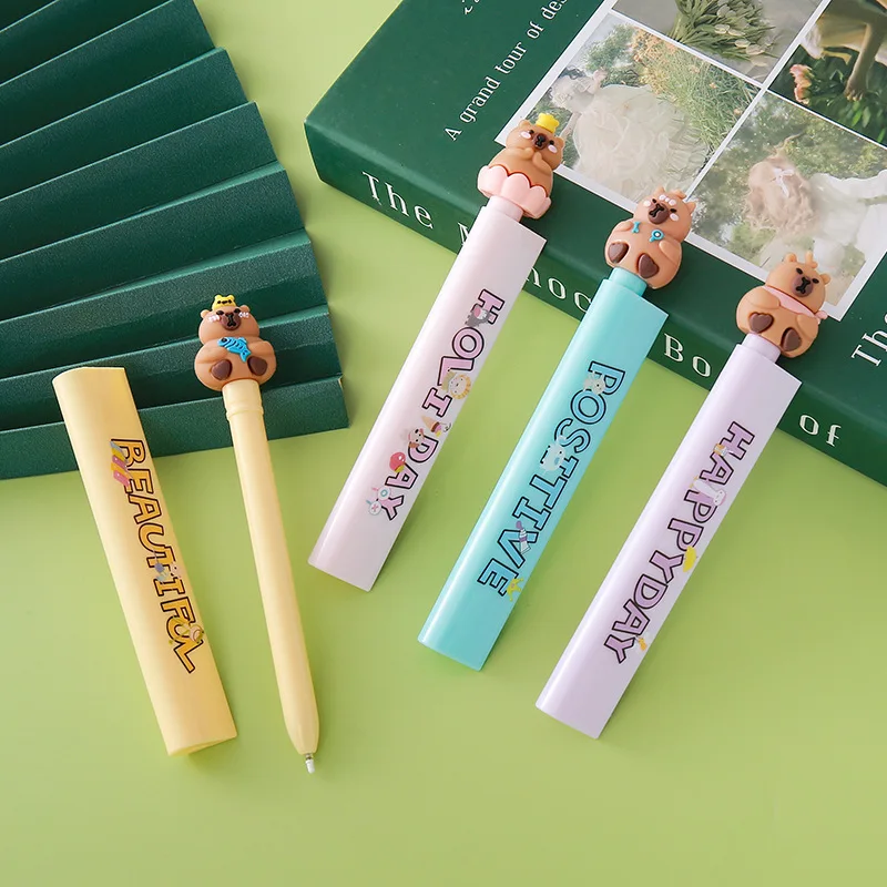 Bview Art 4-Pack Ruler Pens Set - Multifunctional Scale Gel Pen with Cute Cartoon Design for School Students Office Supplies