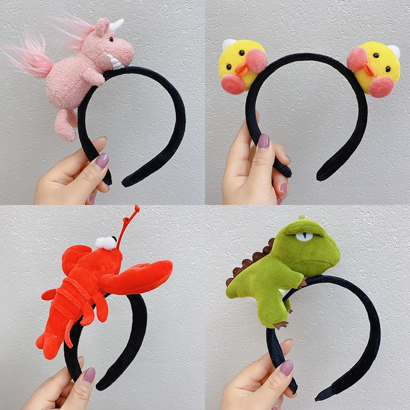 Cute  Cartoon Animal Dinosaur Plush Hair Rope Women Girl headband Party