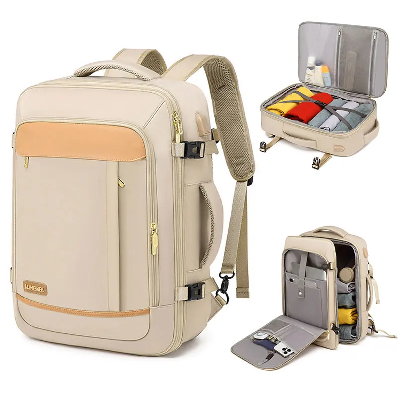 Ransel Perjalanan untuk Wanita Kapasitas Besar Ransel Perjalanan Bisnis Pria Tas Laptop Tahan Air Tas Penyimpanan Pemisahan Basah Kering