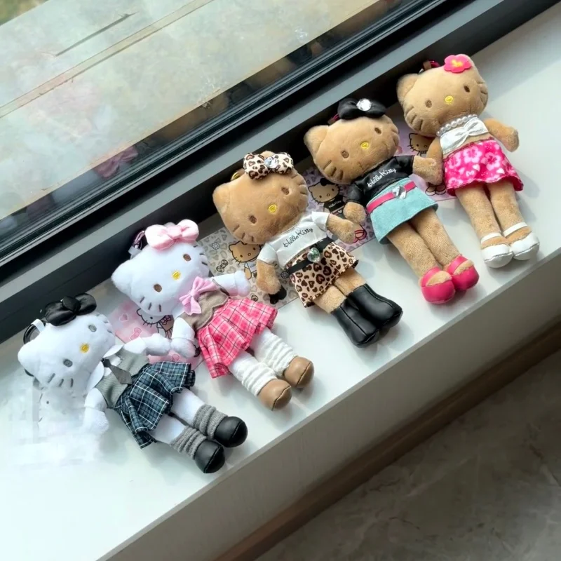 Anime Hello Kitty Hibiscus Black Plush Toy Keychain Leopard Print Skirt KT Long Legs Baddie Outfit Kitty cat Stuffed doll charm - view 3