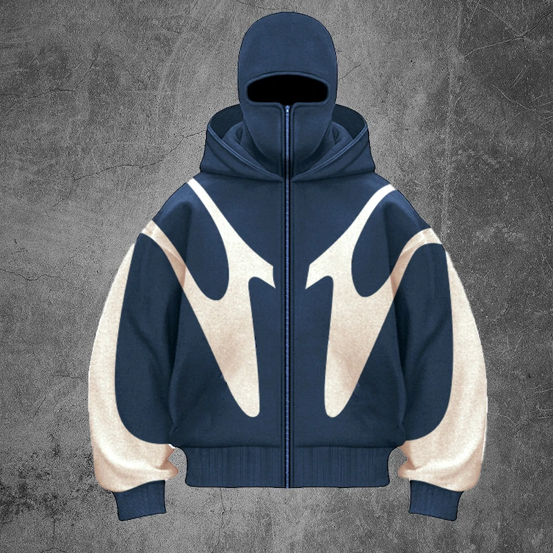 Spring New Collection Splicing Comparison Hip Hop Hoodie Double Hoodie Warm and Windproof Design y2k Hoodie Design